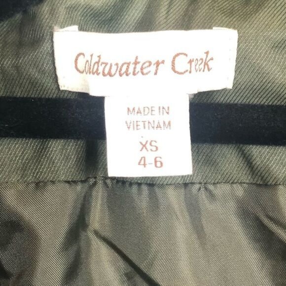 Coldwater Creek Green Textured Puffer Vest XS 4-6 Full Zip Collared Pockets - Picture 6 of 8